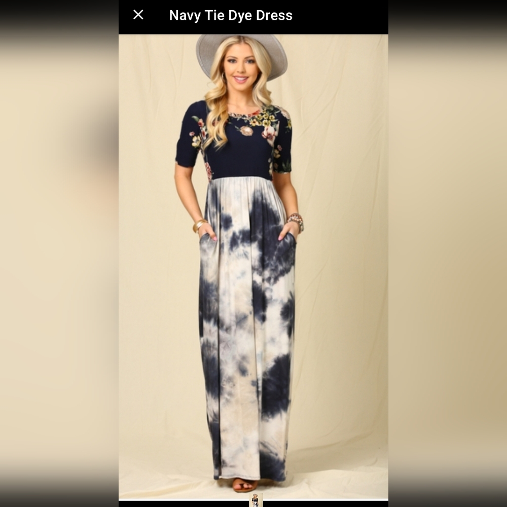 Navy Tie Dye Dress Size M
